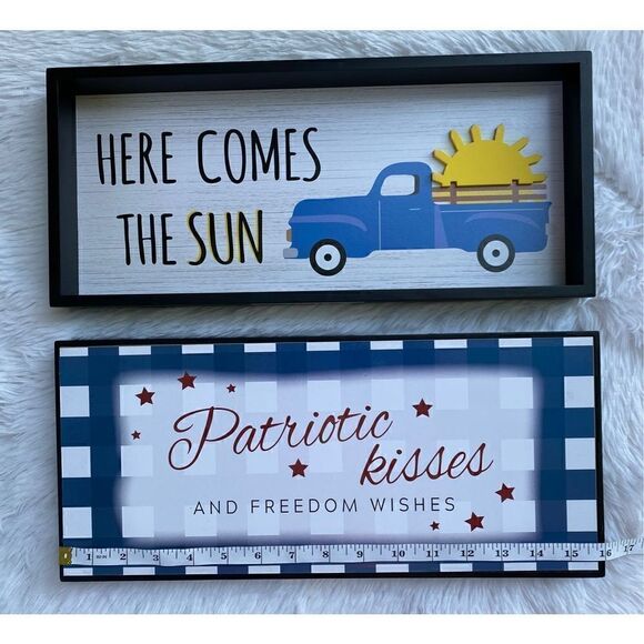 NWT Huntington Home 1 Reversible Design Horizontal Box Sign Plaque - Picture 3 of 13